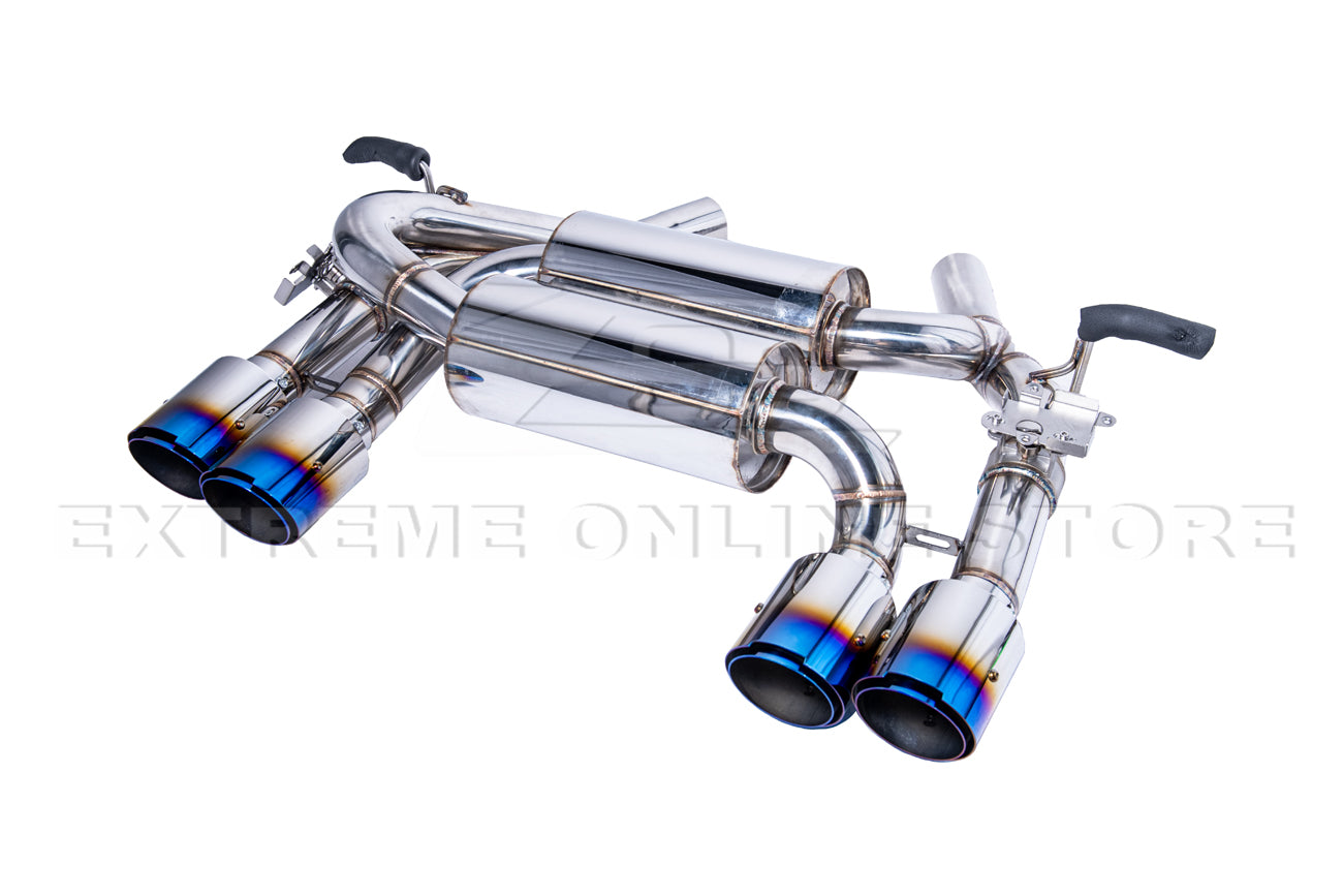 2014-2019 BMW M3 M4 Muffler Burnt Tip Axle Back W/ Resonated Mid Pipe Cat Back Exhaust